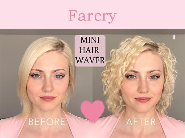 Farery Mini 3 Barrel Hair Waver - Portable Beach Wave Curling Iron for Short Hair, 1/2 Inch Ceramic Crimper with 3 Temp Settings & 30s Fast Heating, Dual Voltage Travel Hair Waver for Women, Pink